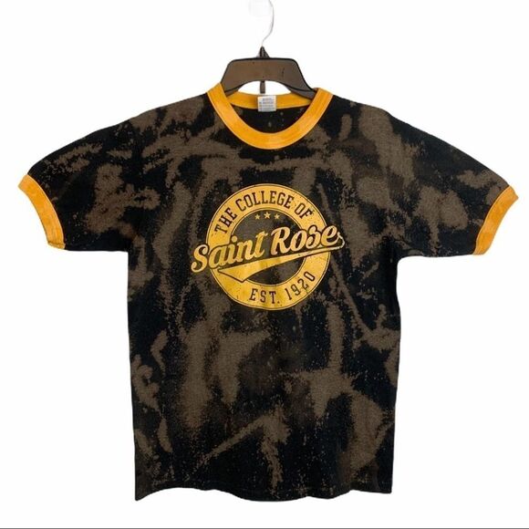 The College of Saint Rose Black Gray & Yellow Bleach Tie Dye Tee Shirt size M - Picture 6 of 6